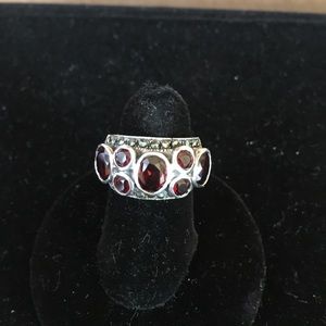 Sterling silver and genuine garnet ring